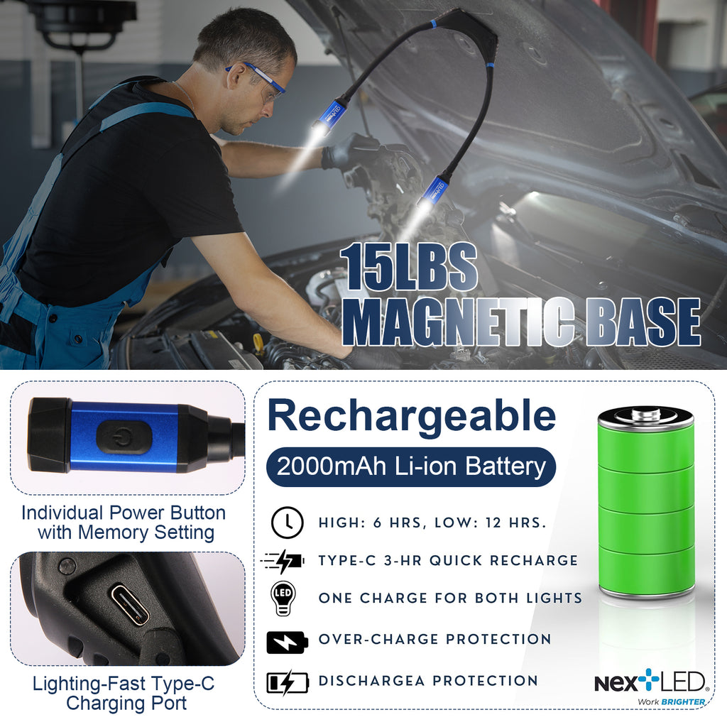Bobcat Rechargeable Neck Light For Reading, Crafts, And Work – Flexible LED