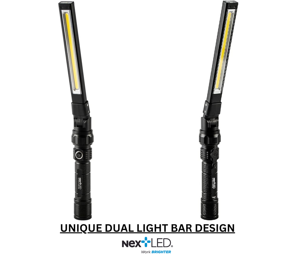 braun magnetic slim bar folding rechargeable led light flashlight NT-7544 800 Lumen Double-Sided Foldable Rechargeable LED Slim Bar Work Light with Magnetic Base – NextLED