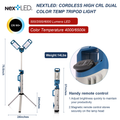 (New & Improved) NT-6926M Cordless Dual Color CRI 90 Tripod LED Shop Light
