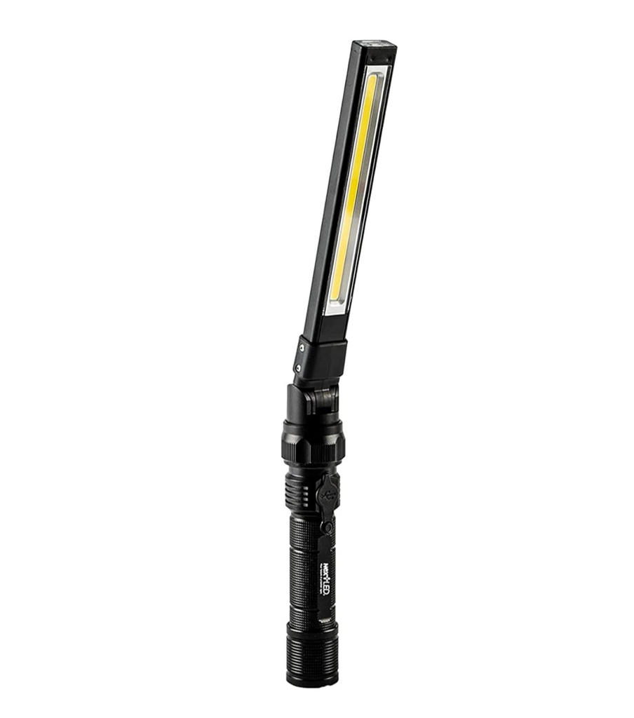 800 lumen rechargeable led flashlight black NT-7544 800 Lumen Double-Sided Foldable Rechargeable LED Slim Bar Work Light with Magnetic Base – NextLED